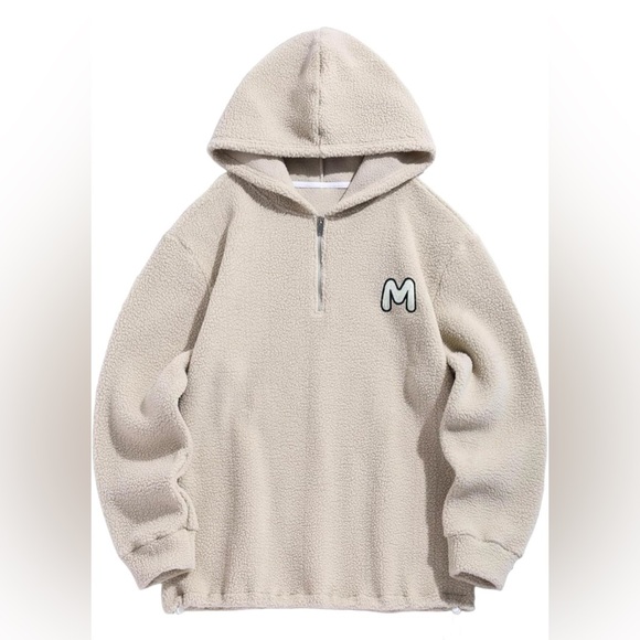 Zaful Other - ZAFUL Men Aztec Tribal Quarter Zip Drawstring Fluffy Kangaroo Pocket Hoodie 2XL